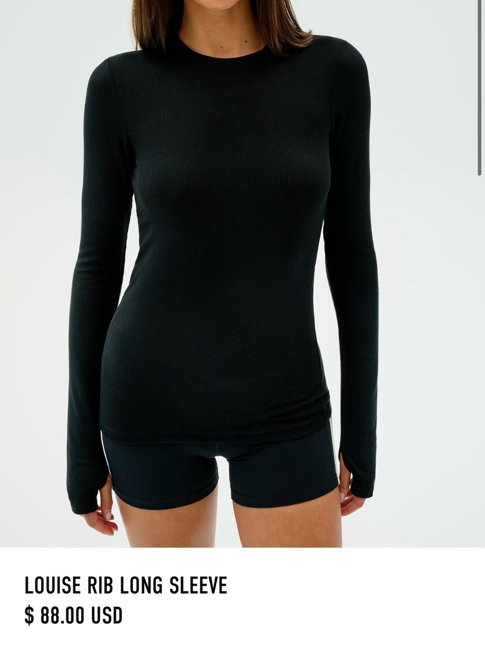 Splits59 Black Louise Ribbed Long-Sleeve Crew Top